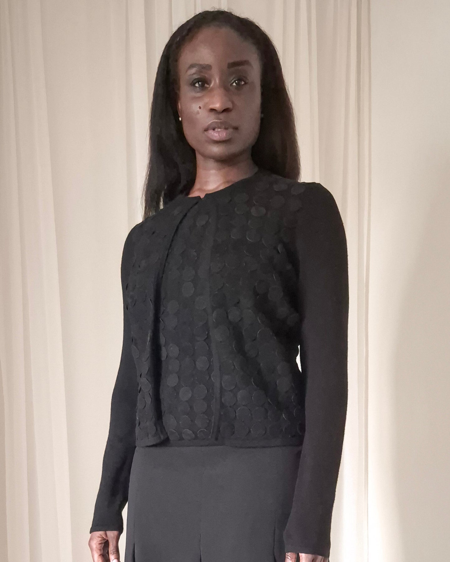 1990s Suede-Detailed Cardigan