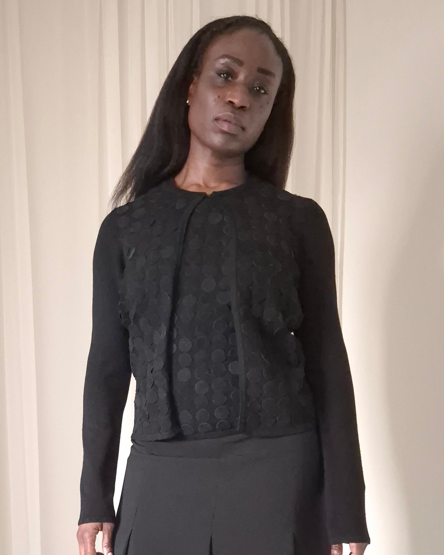 1990s Suede-Detailed Cardigan