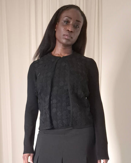1990s Suede-Detailed Cardigan